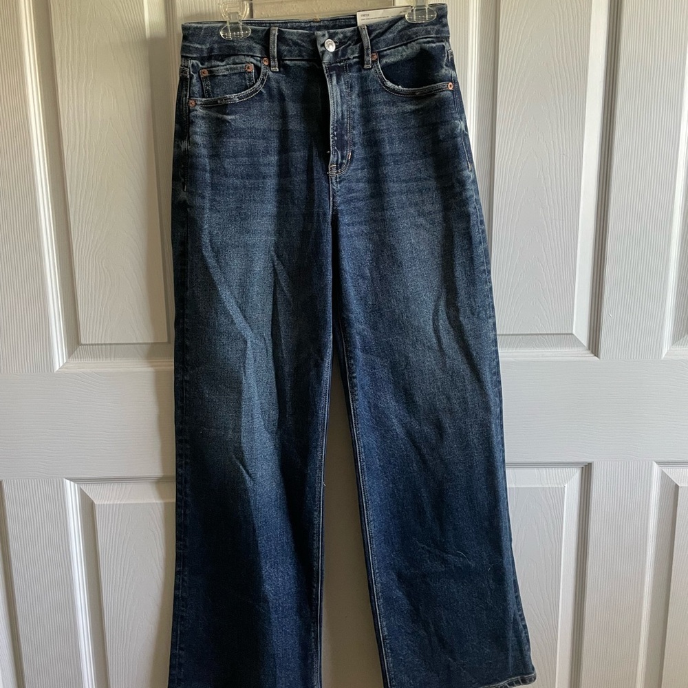 Curvy High-Rise Blue Wide Leg Flare Jeans